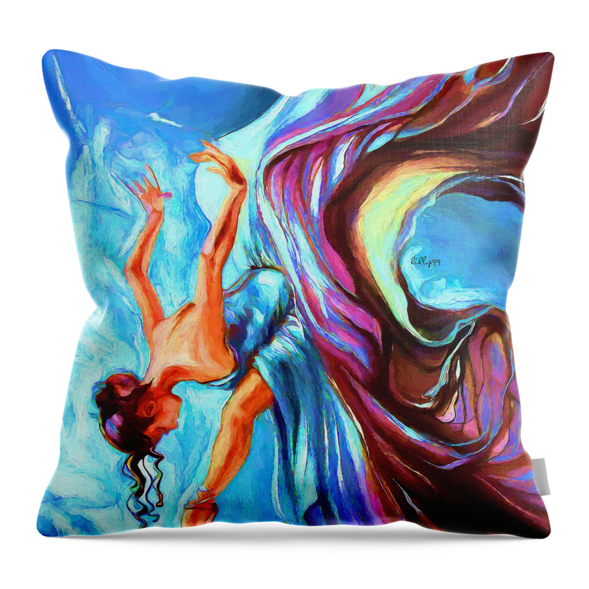Paint Throw Pillow featuring the painting Ballerina 3 by Nenad Vasic