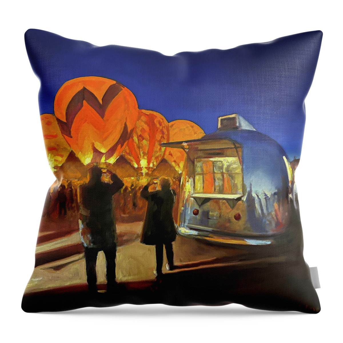 Airstream Throw Pillow featuring the painting Balloon Glow by Elizabeth Jose