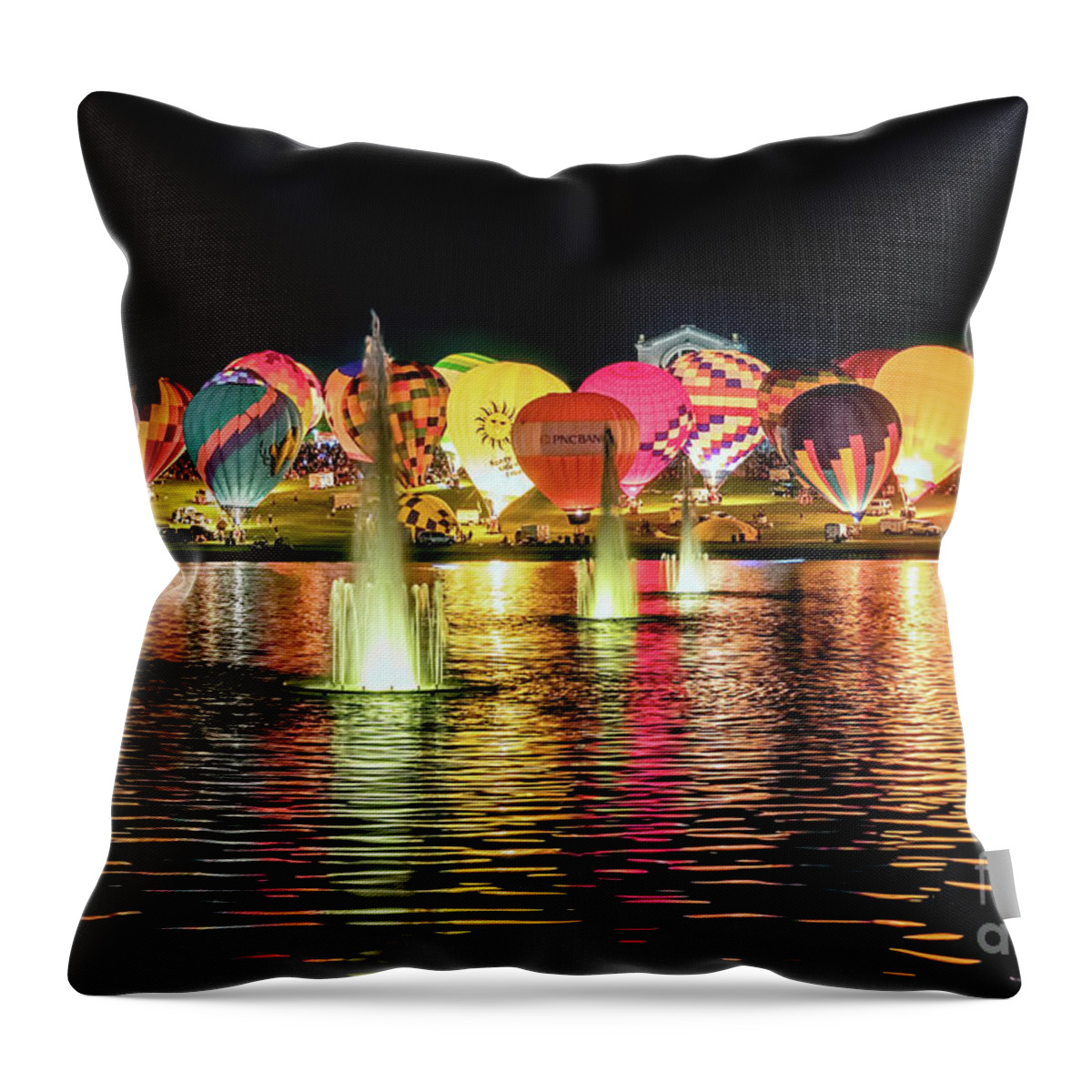 Balloon Glow Throw Pillow featuring the photograph Balloon Glow by Tom Watkins PVminer pixs
