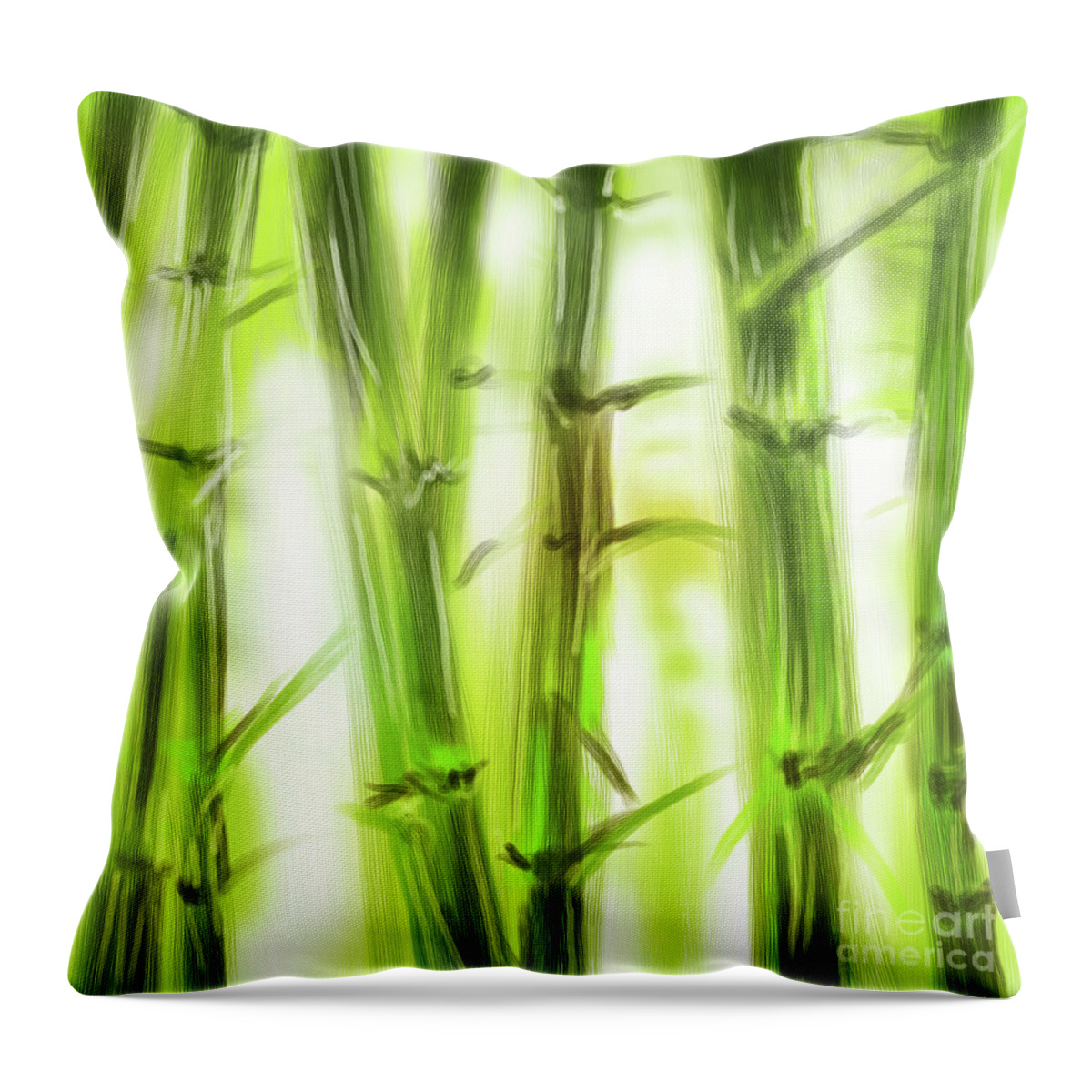 Bamboo Painting Throw Pillow featuring the painting Fengshui your life - Bamboo Painting by Remy Francis