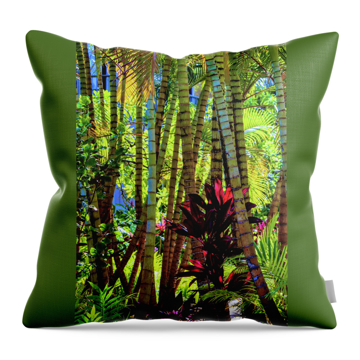 Bamboo Throw Pillow featuring the pyrography Mai Tais by Tony Spencer