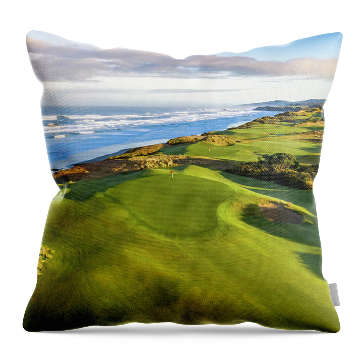 Bandon Dunes Throw Pillow featuring the photograph Bandon Dunes Hole 15 v2 by Mike Centioli