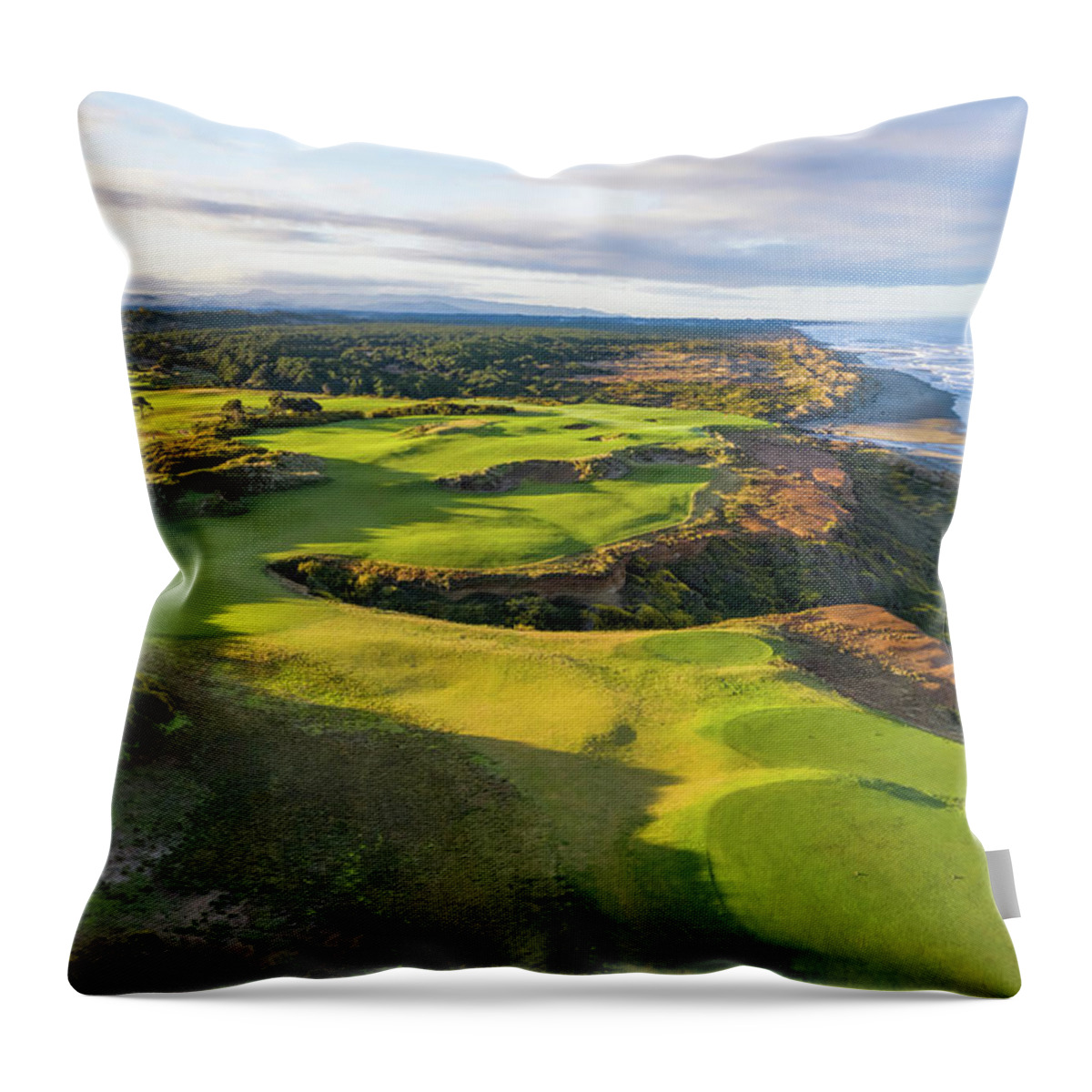 Bandon Dunes Throw Pillow featuring the photograph Bandon Dunes Hole 16 v1-21 by Mike Centioli