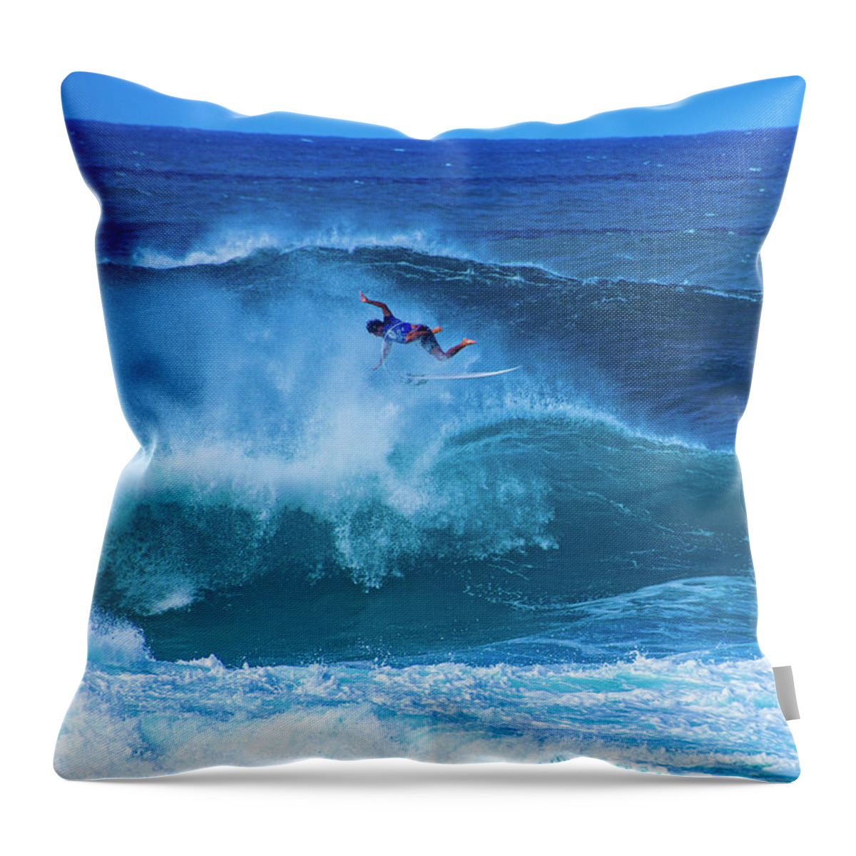 Hawaii Throw Pillow featuring the photograph Banzai Pipeline 57 by Anthony Jones