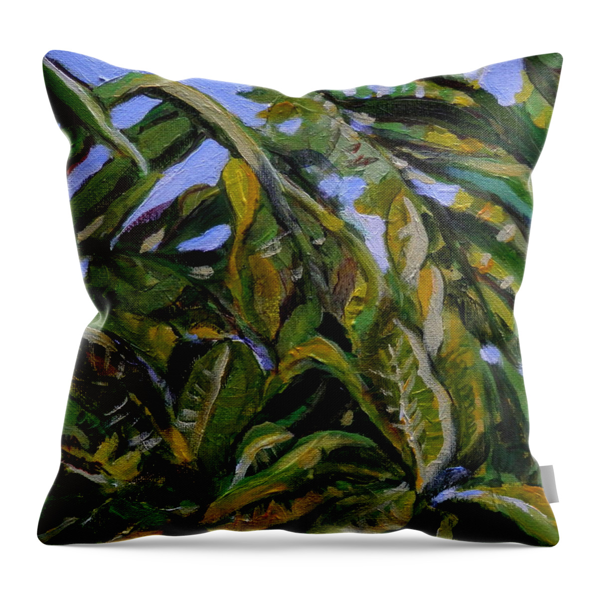 Leaves Throw Pillow featuring the painting Barbados Green by Martha Tisdale