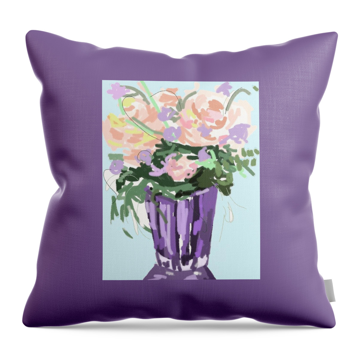  Throw Pillow featuring the painting Barbara's Flowers II by Carol Berning