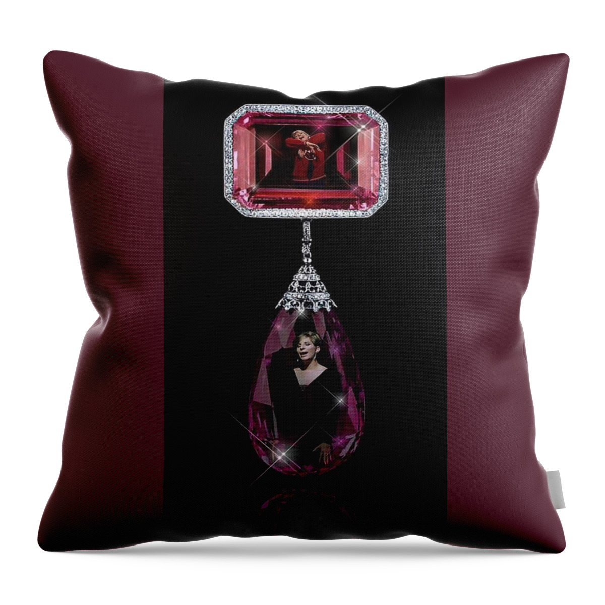  Throw Pillow featuring the digital art Barbra Streisand 9 by Richard Laeton