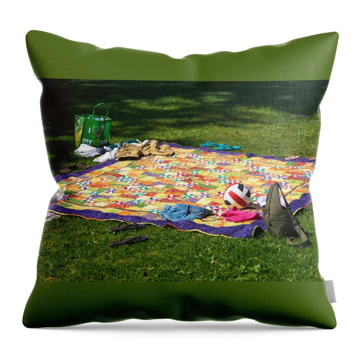 Barefoot In The Grass Throw Pillow featuring the photograph Barefoot in the Grass by Tom Cochran