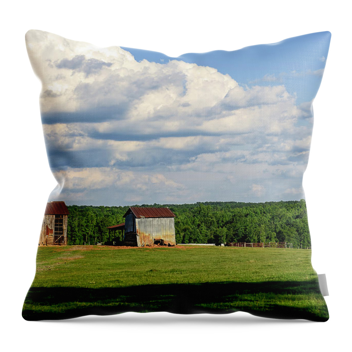 Country Throw Pillow featuring the photograph Barns on a Hill by Fon Denton