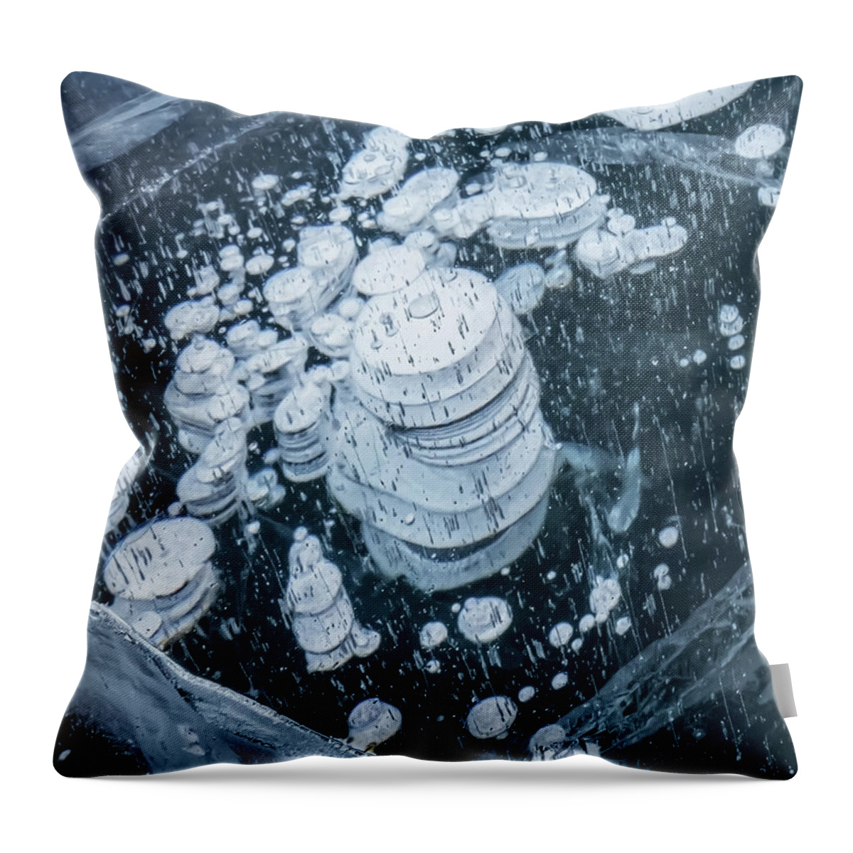 Lake Throw Pillow featuring the photograph Barrier Bubbles by Steve Berkley