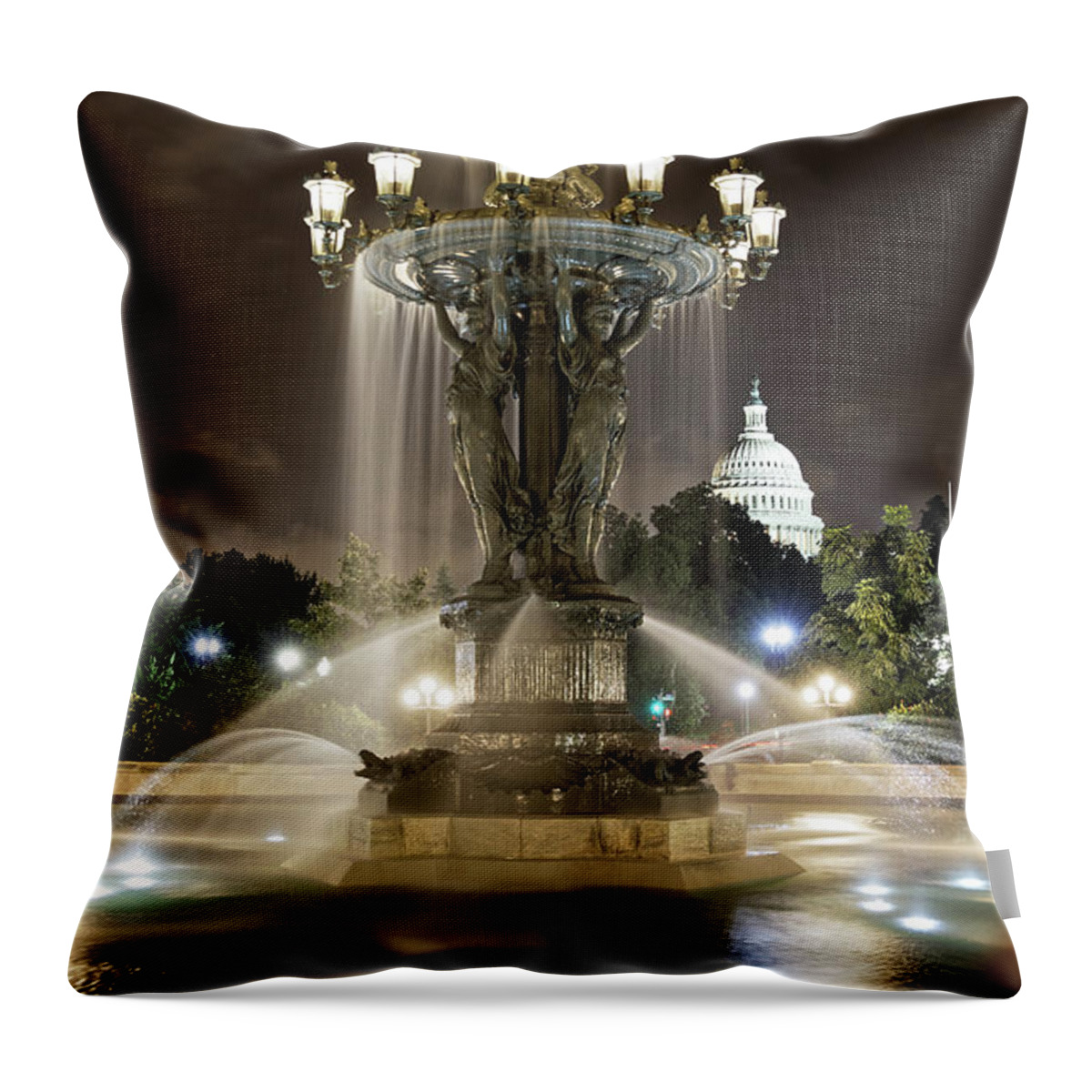 Bartholdi Fountain Throw Pillow featuring the photograph Bartholdi Fountain 2 by Doolittle Photography and Art