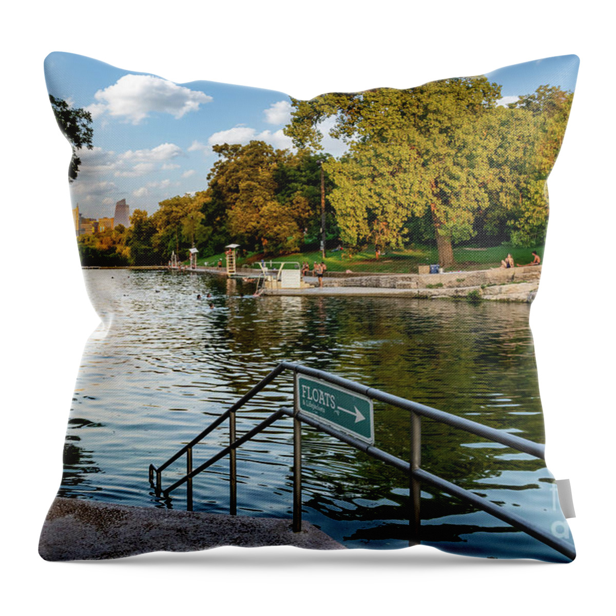 Barton Springs Pool Throw Pillow featuring the photograph Barton Springs Pool 2 by Bee Creek Photography - Tod and Cynthia
