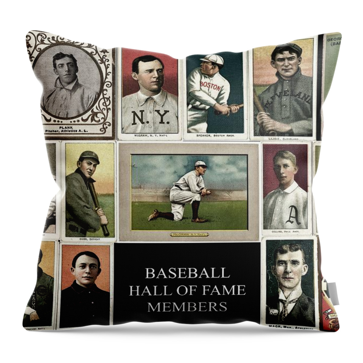 Baseball Greats Throw Pillow featuring the photograph Baseball Greats - Hall of Famers by James DeFazio