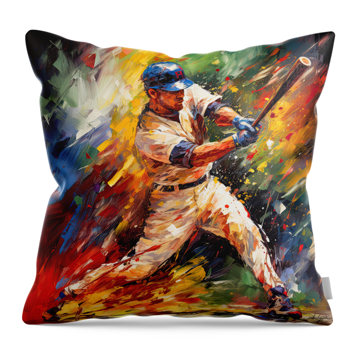 Baseball Throw Pillow featuring the digital art Baseball Passion - Baseball Colorful Art by Lourry Legarde