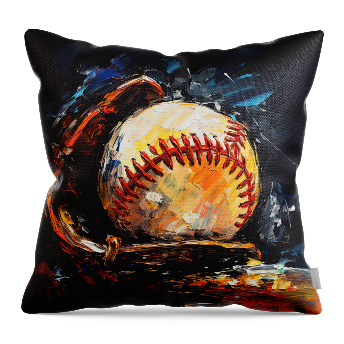 Baseball Throw Pillow featuring the digital art Baseball V by Lourry Legarde