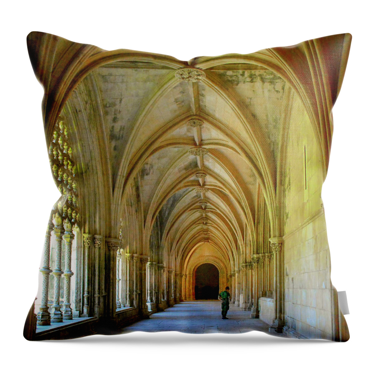 Architecture Throw Pillow featuring the photograph Batalha museum, portugal by Barry Bohn