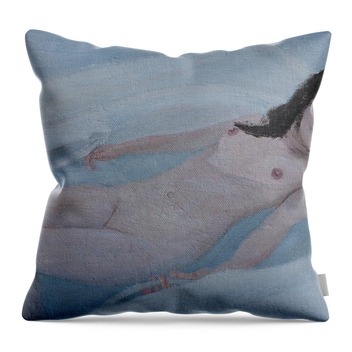 Nude Throw Pillow featuring the painting Bath Time by Masami IIDA