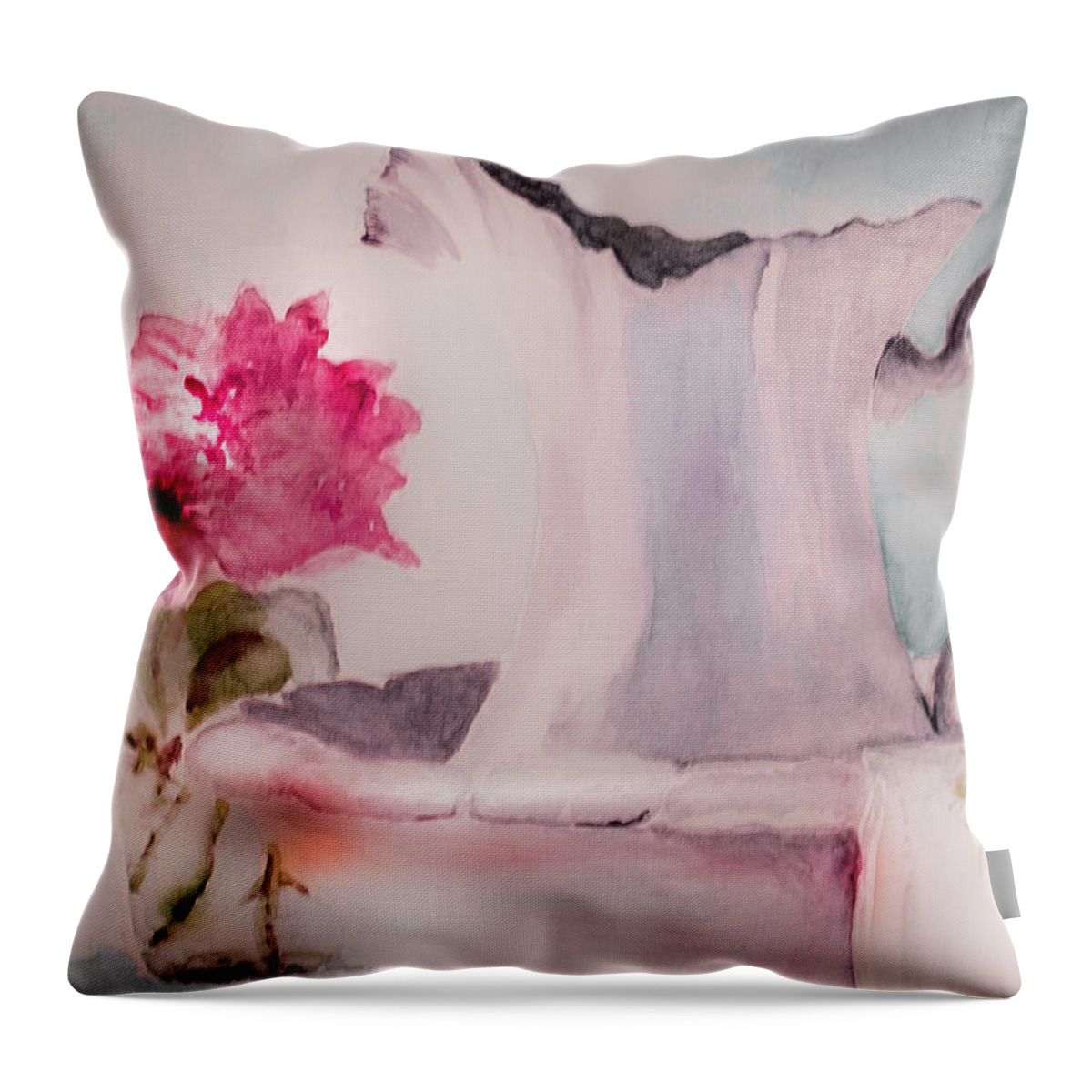 Flowers Throw Pillow featuring the painting Bathing Essentials by Lee Beuther