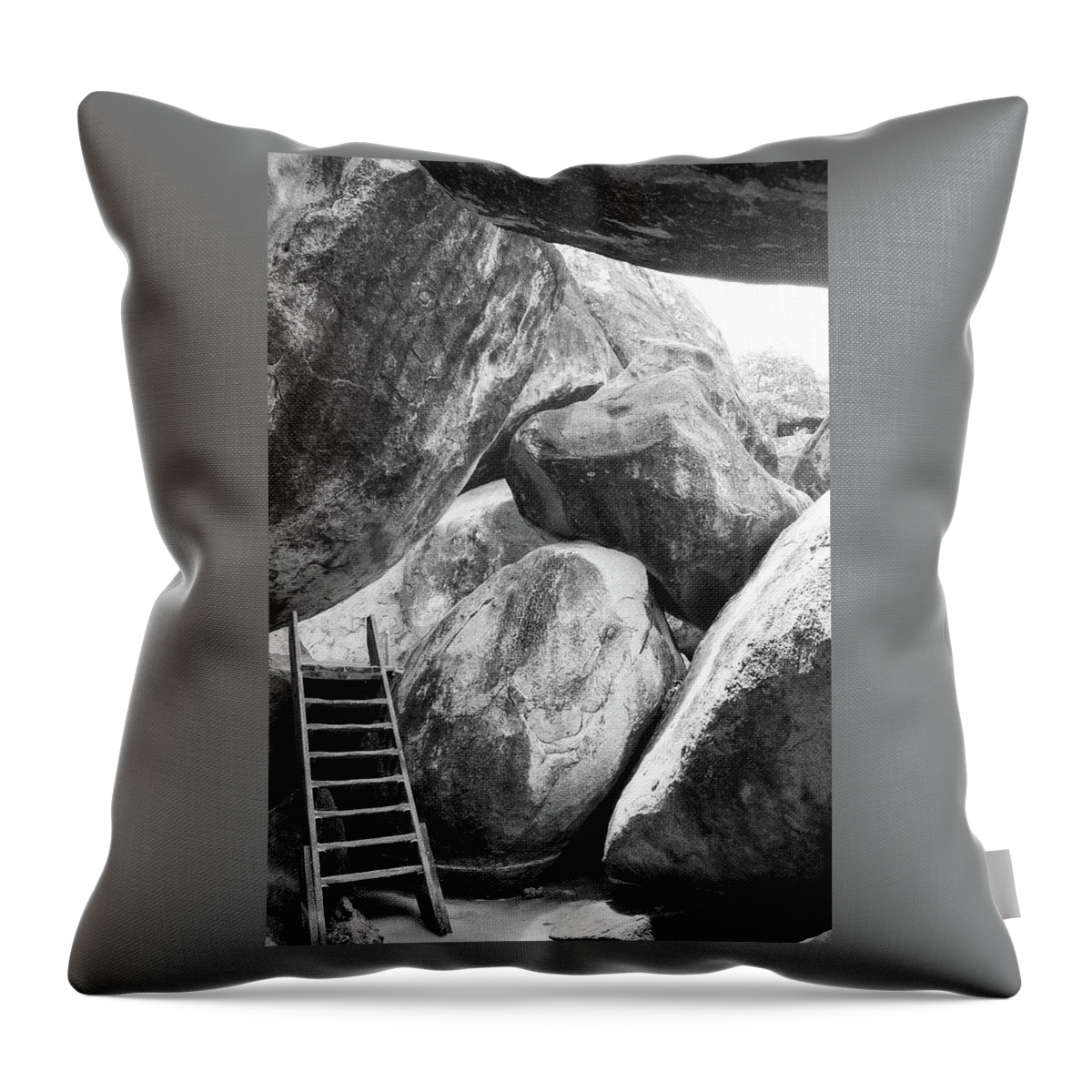 Baths National Park Throw Pillow featuring the photograph Baths National Park Rocks in Black and White by James C Richardson