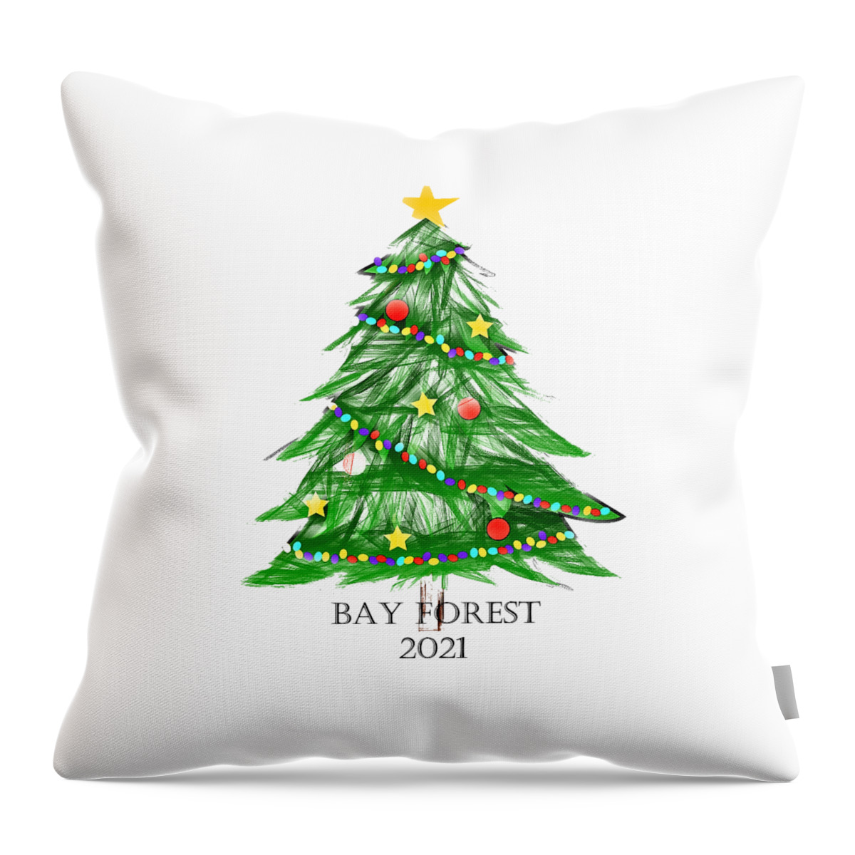 Bay Forest Christmas Throw Pillow featuring the digital art Bay Forest Christmas 2021 by Tom Sachse