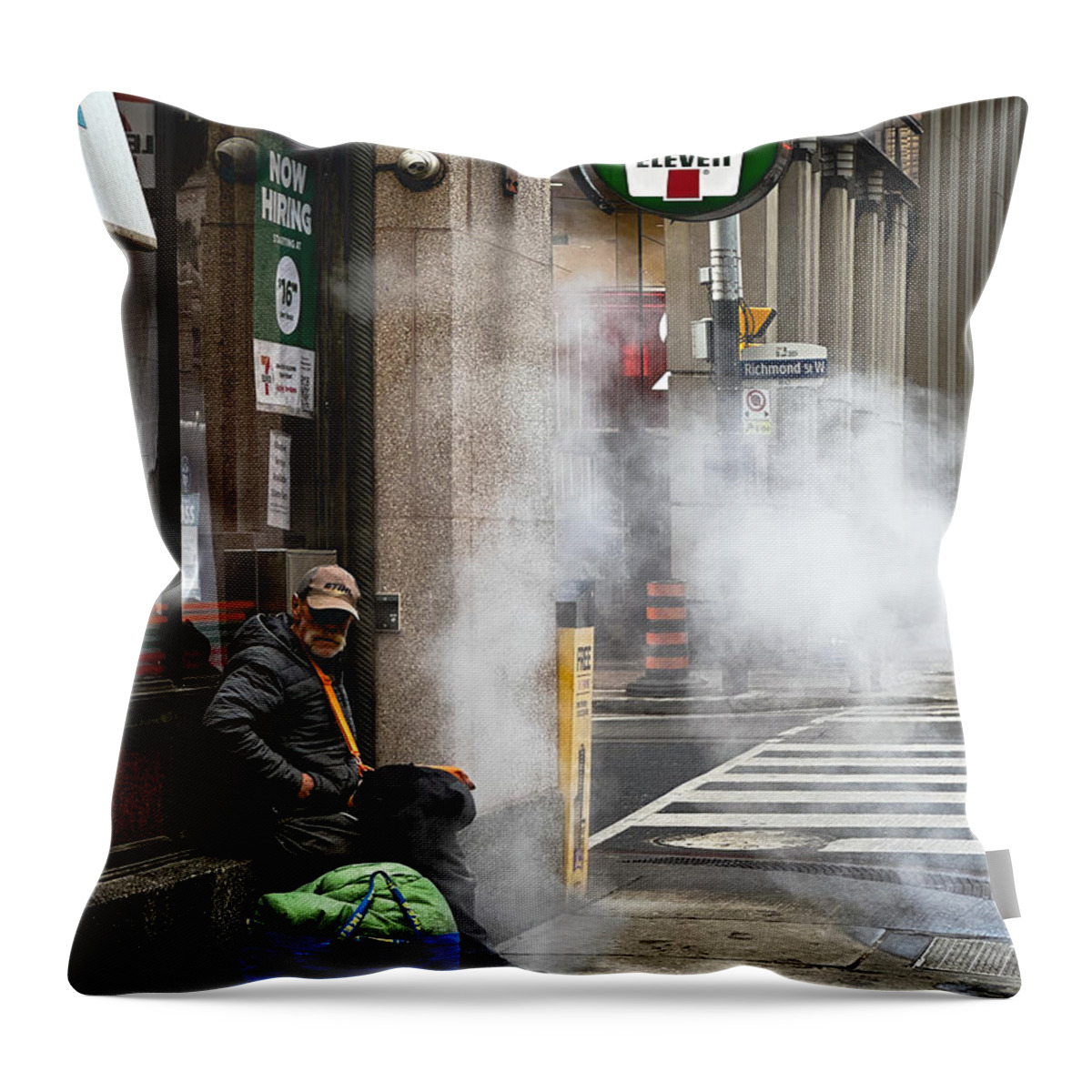 7 Eleven Throw Pillow featuring the photograph Bay Street Life Toronto by Dee Potter