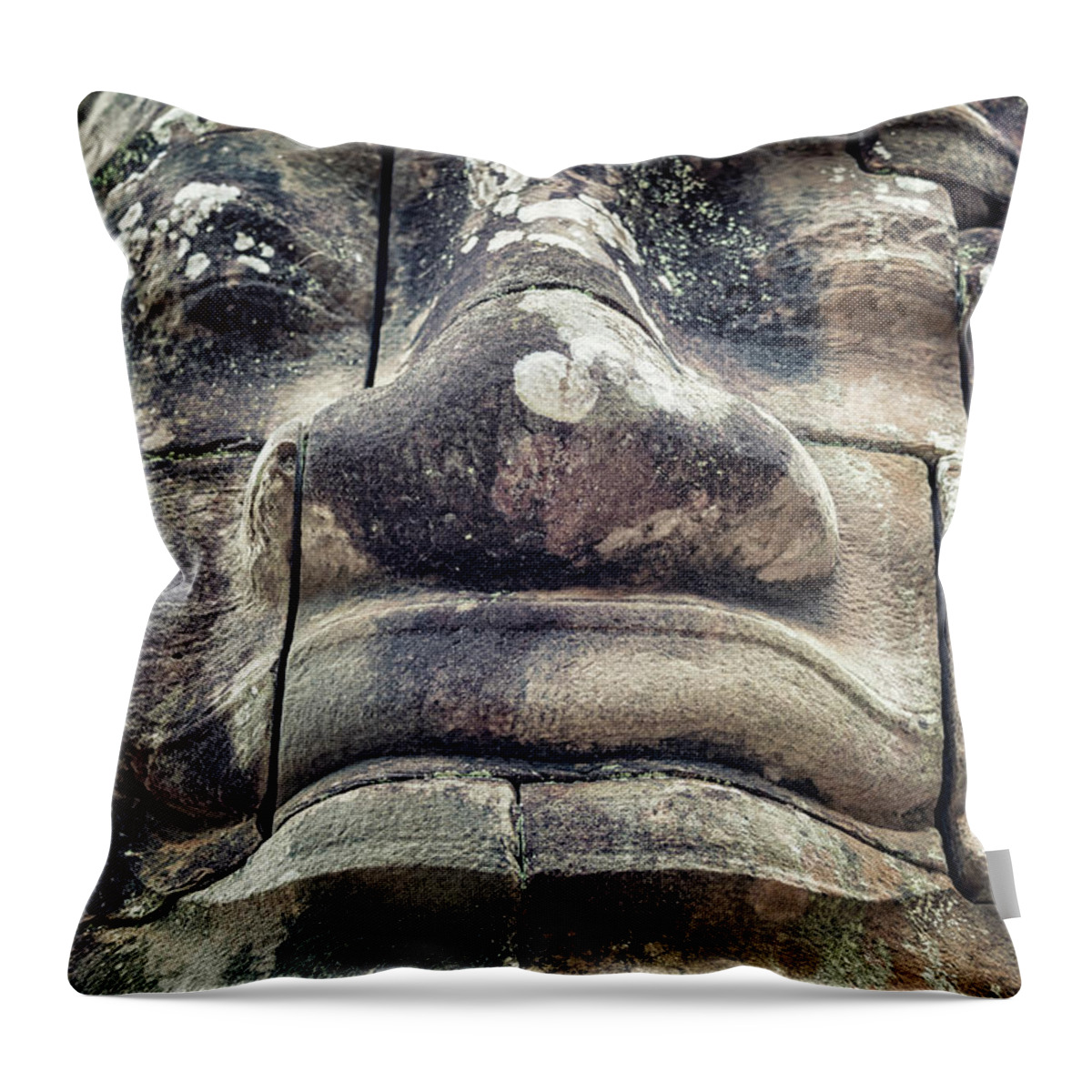 Ancient Throw Pillow featuring the photograph Bayon Temple by Manjik Pictures