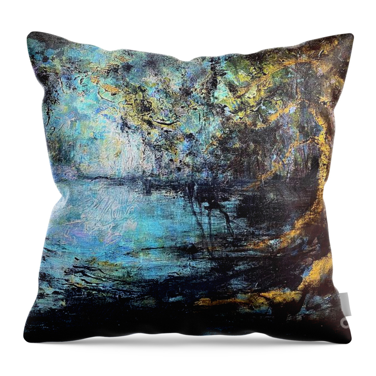 Landscape Painting Throw Pillow featuring the painting Bayou Voodoo by Francelle Theriot
