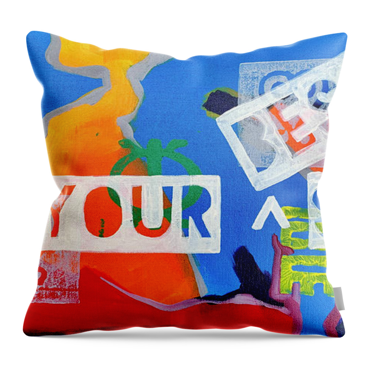  Throw Pillow featuring the painting Be your best self by Clayton Singleton