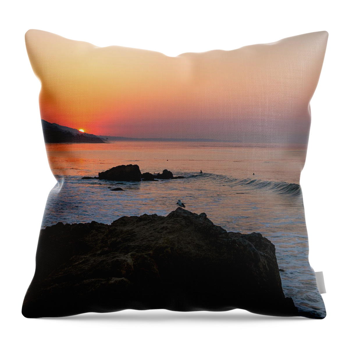 Beach Throw Pillow featuring the photograph Beach and Mountain Sunrise by Matthew DeGrushe