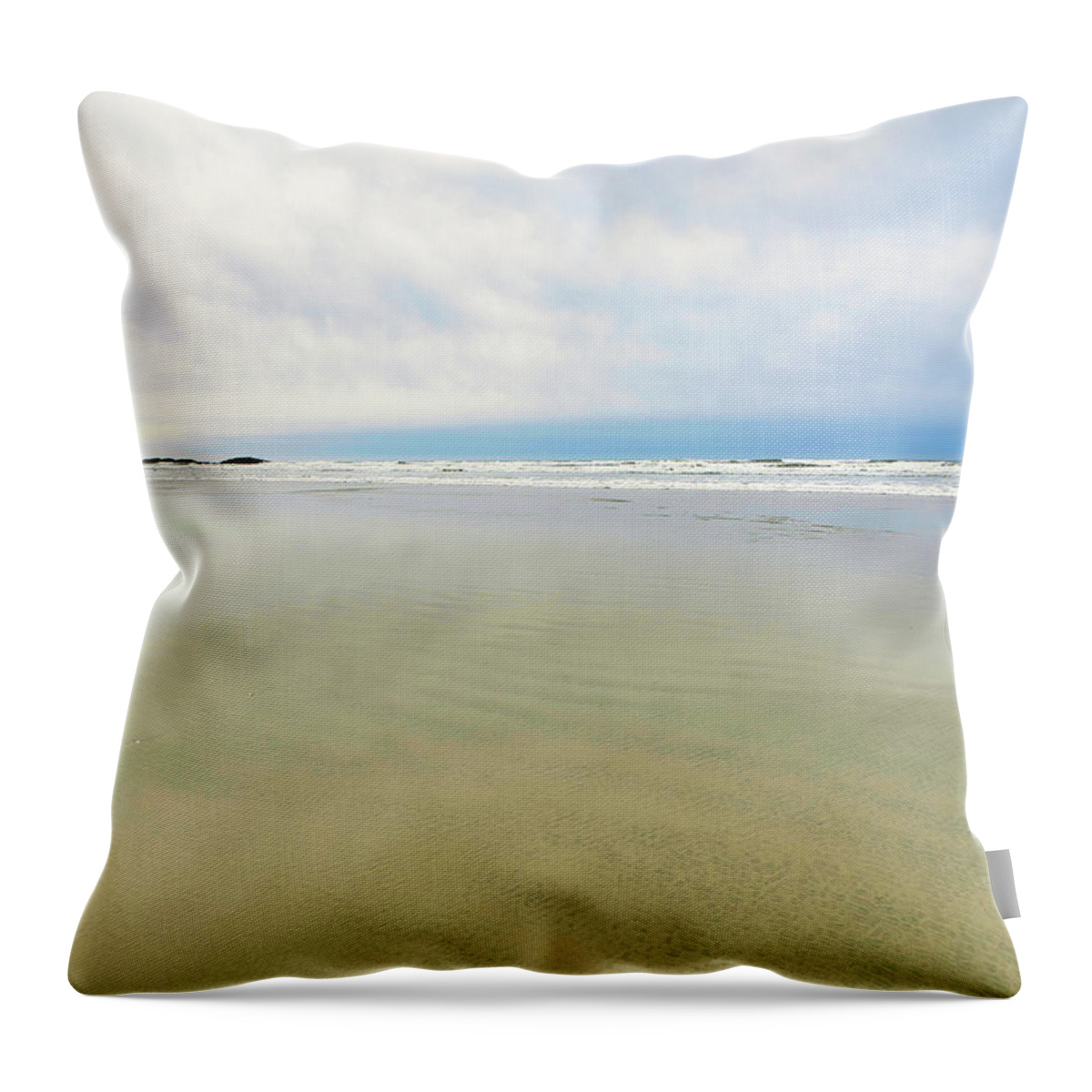 Seascape Throw Pillow featuring the photograph Beach and Sea by Allan Van Gasbeck
