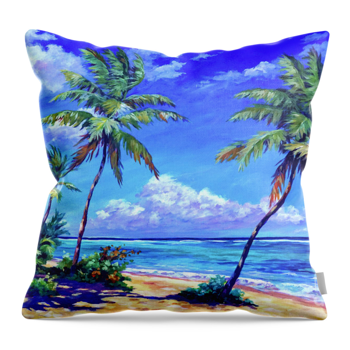 Art Throw Pillow featuring the painting Beach at Bodden Town by John Clark