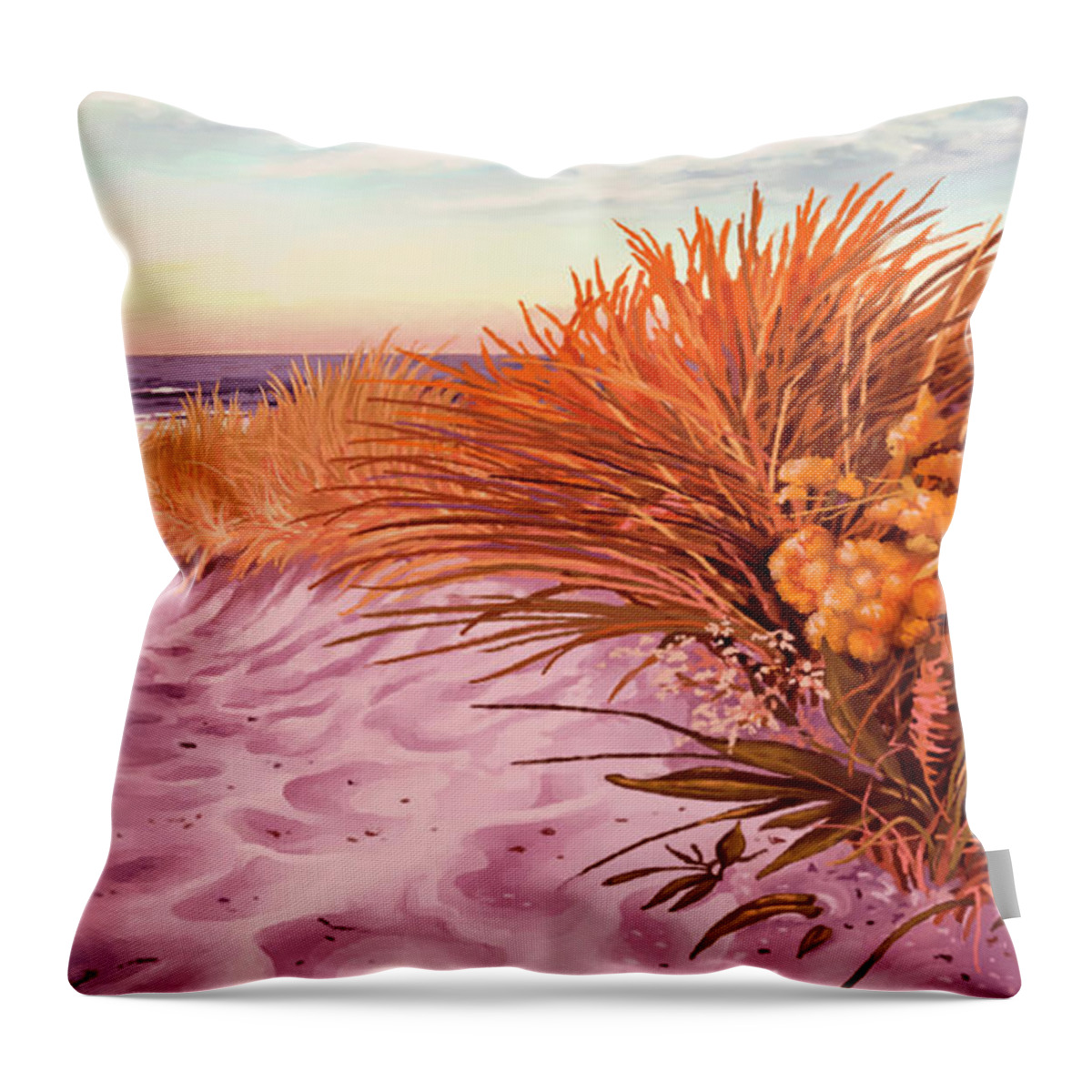 Beach Throw Pillow featuring the painting Beach Bouquet by Hans Neuhart