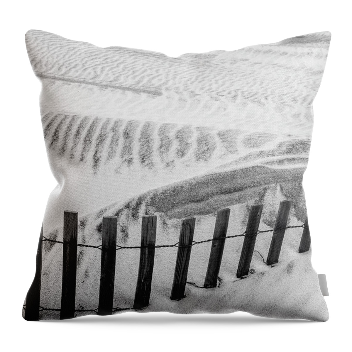 Beach Throw Pillow featuring the photograph Beach Curves in Black and White by Cathy Kovarik