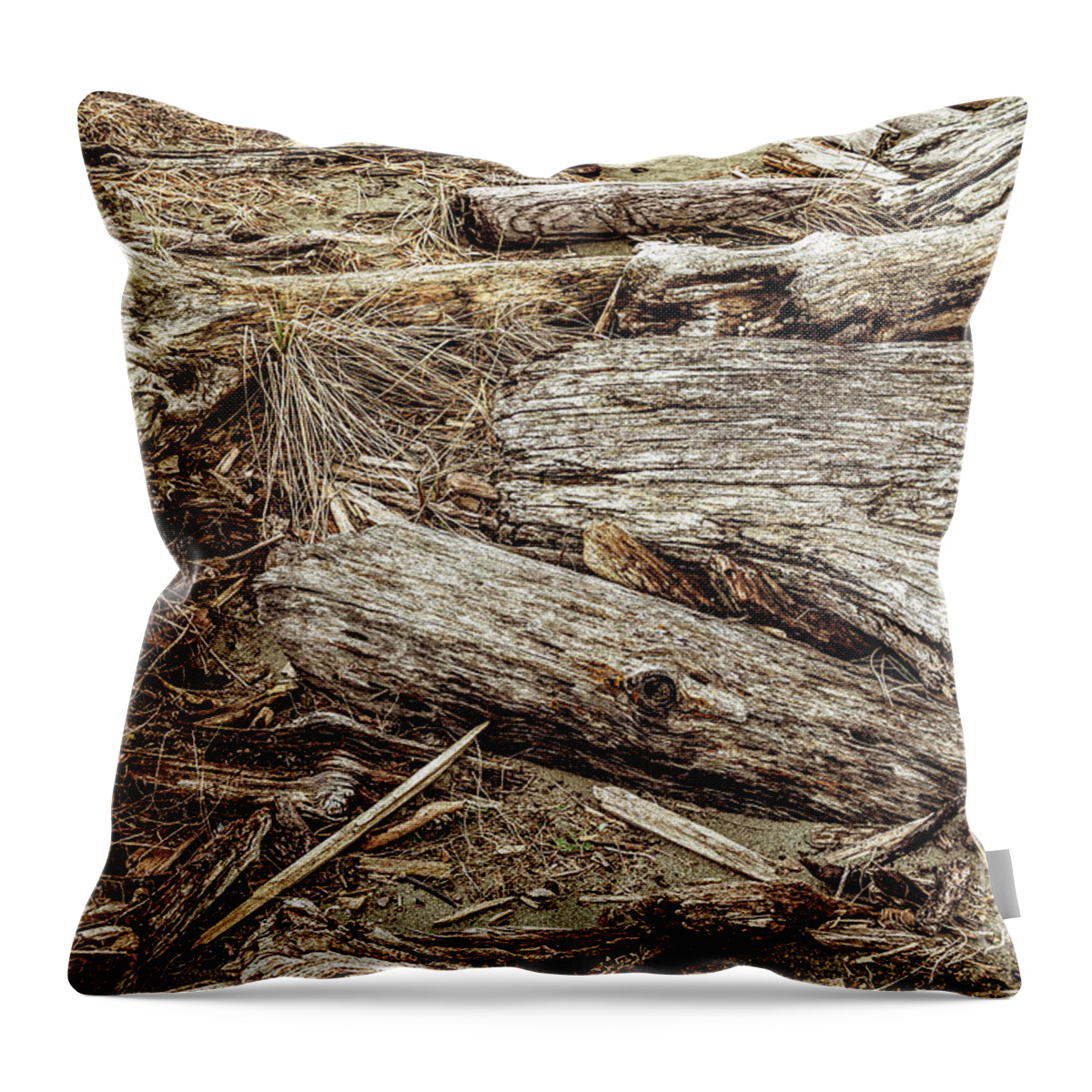 Beach Driftwood Throw Pillow featuring the photograph Beach Driftwood 41 by M G Whittingham