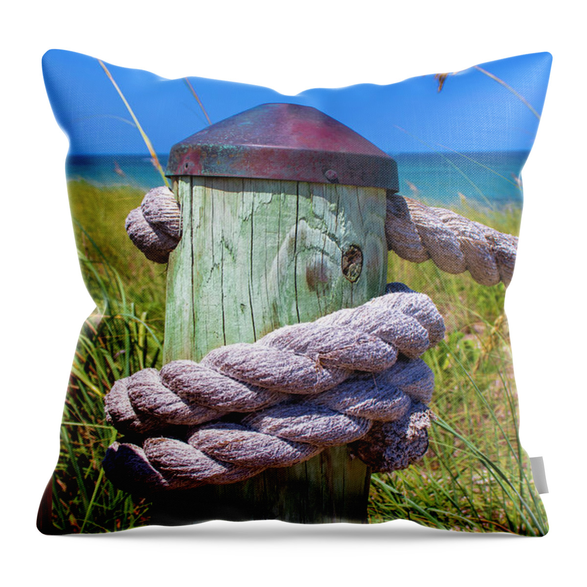 Rope Throw Pillow featuring the photograph Beach Path Ropes by Blair Damson