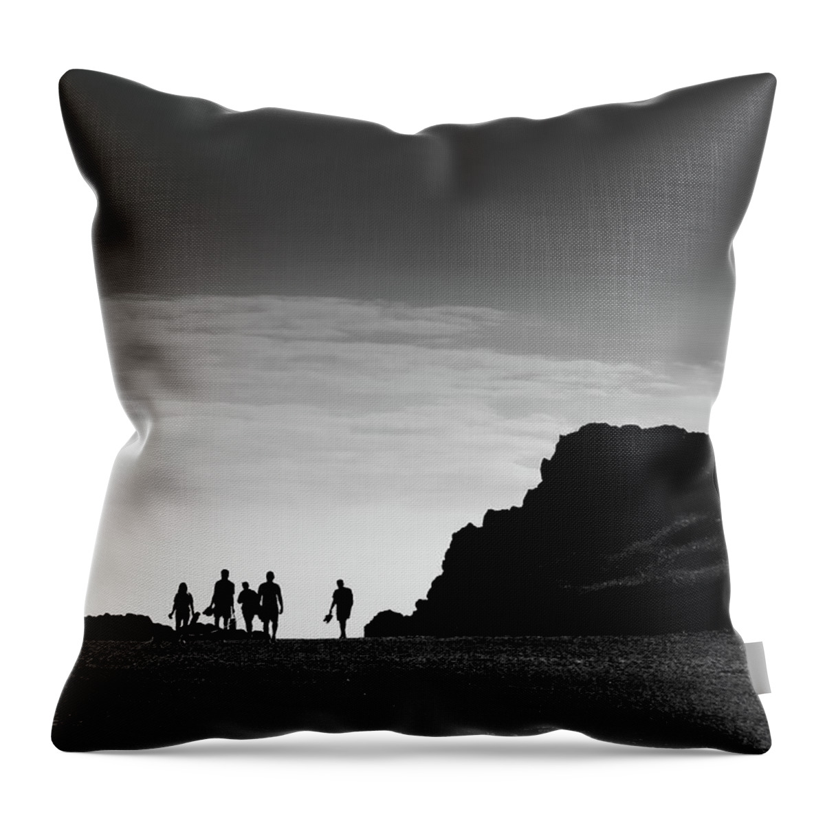 Beach Throw Pillow featuring the photograph Beach walkers by Gary Browne