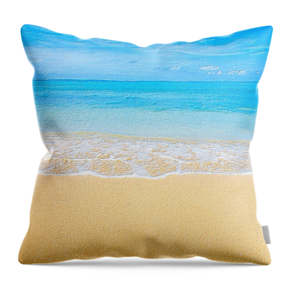 Wave Throw Pillow featuring the painting Beach Wave Ocean Sea Landscape Sky by Tony Rubino