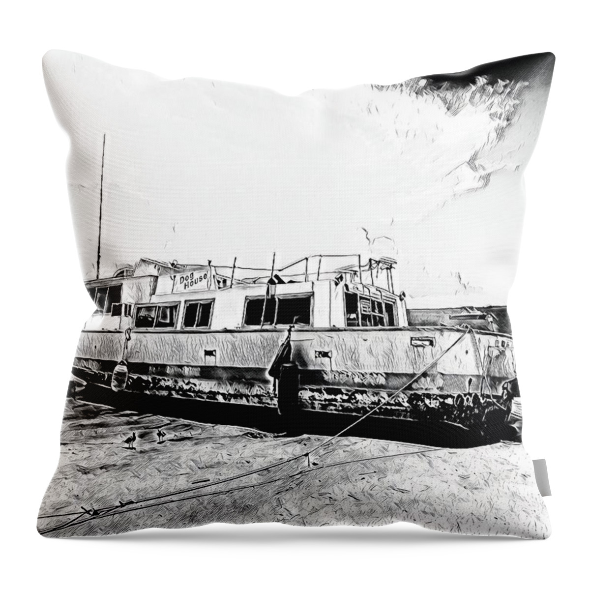 Boat Throw Pillow featuring the photograph Beached Vessel by Rick Redman