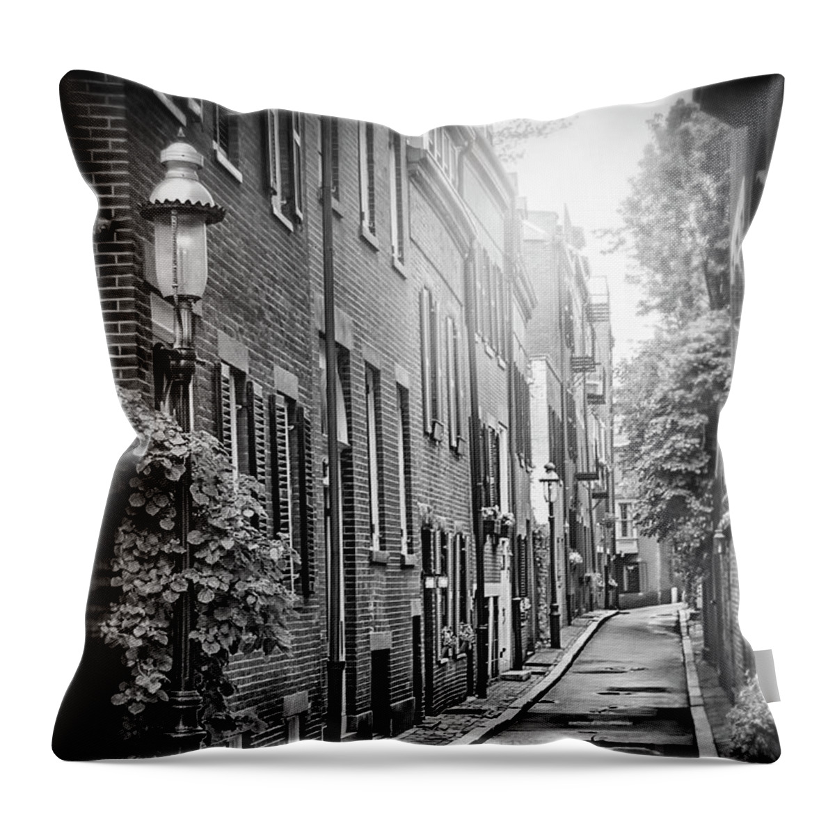 Beacon Hill Throw Pillow featuring the photograph Beacon Hill Area of Boston Black and White by Carol Japp