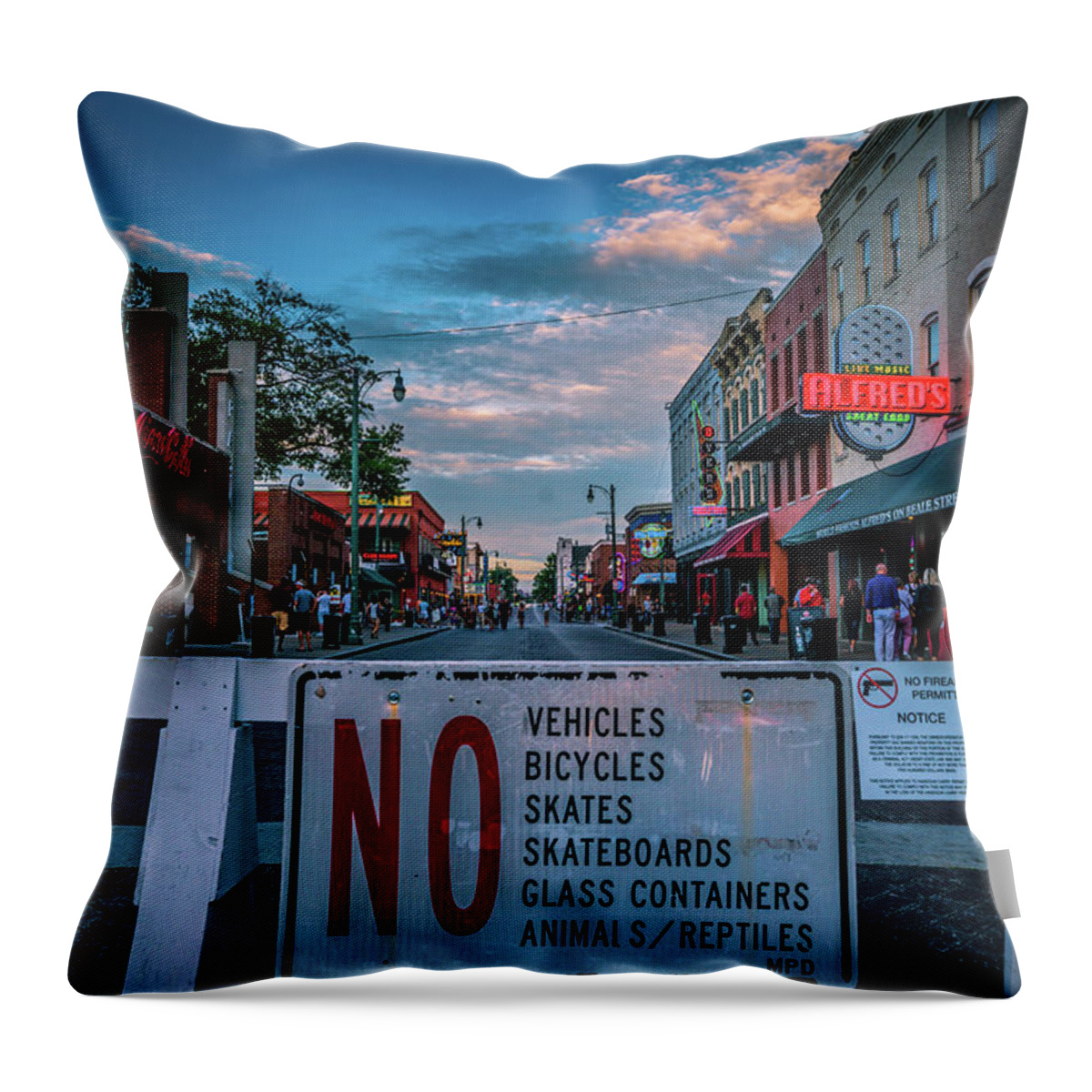 Beale Street Throw Pillow featuring the photograph Beale Street by Darrell DeRosia