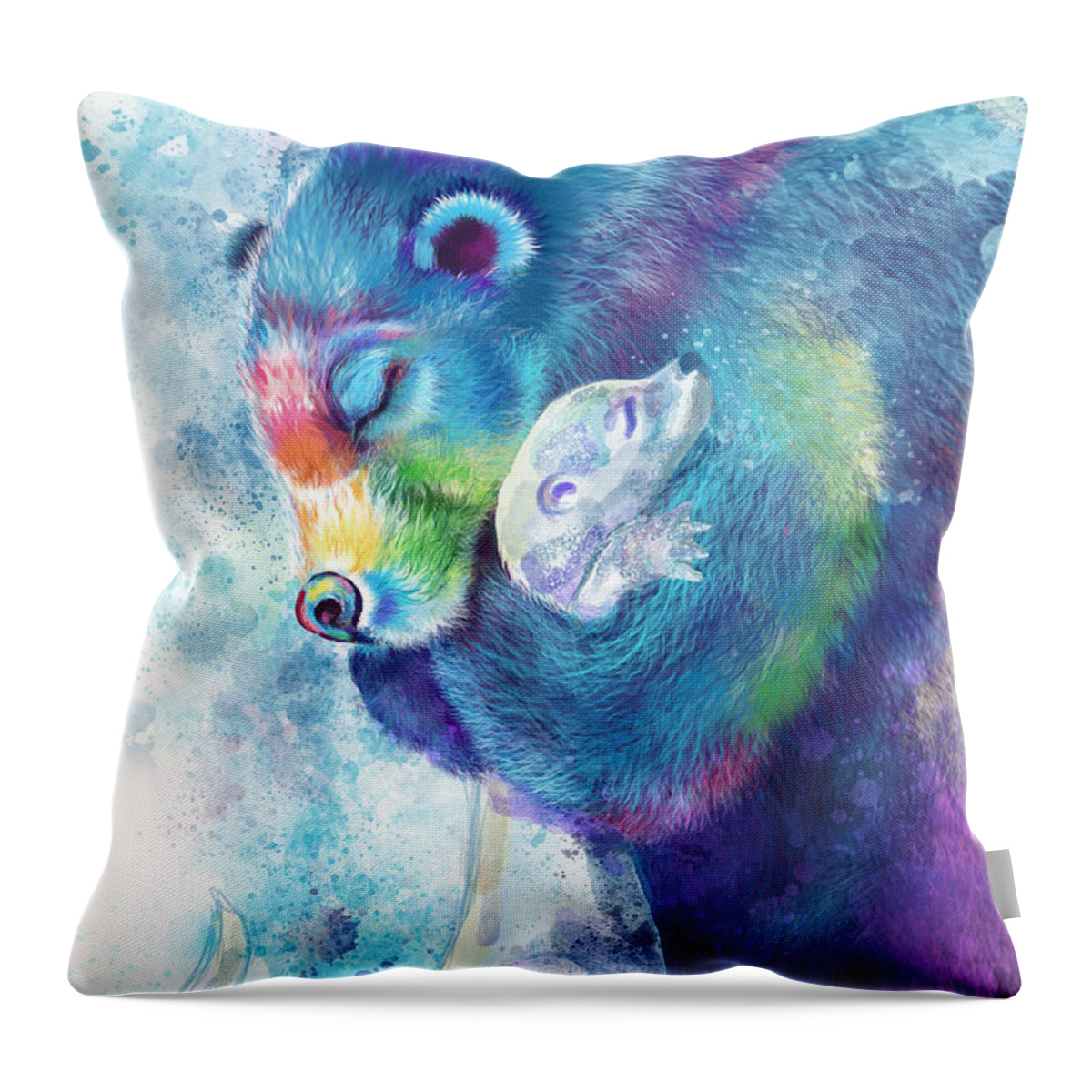 Bear Throw Pillow featuring the digital art Bear Hugs Otter by Laura Ostrowski