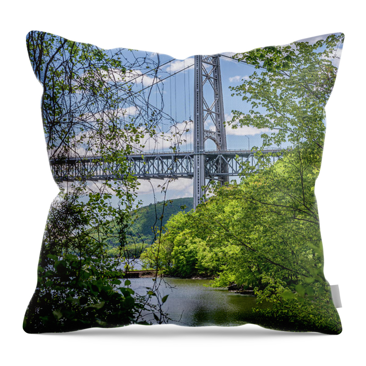 Bear Mountain Bridge Throw Pillow featuring the photograph Bear Mountain Bridge from Popolopen Creek by Frank Mari