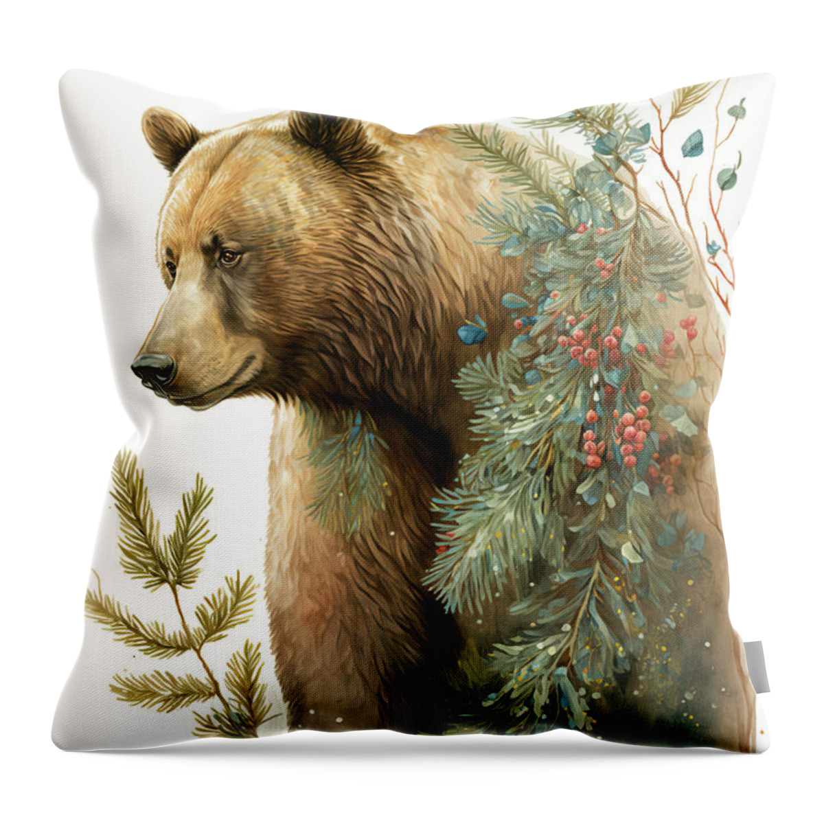 #faaadwordsbest Throw Pillow featuring the painting Beautiful Bear 2 by Tina LeCour