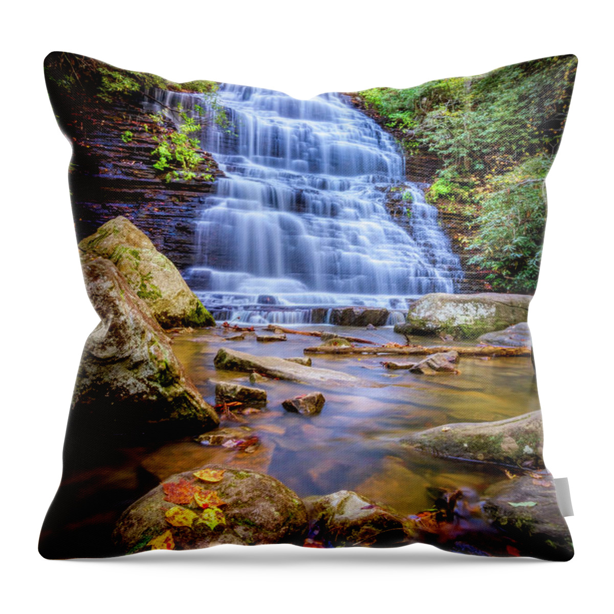 Benton Throw Pillow featuring the photograph Beautiful Benton Waterfall by Debra and Dave Vanderlaan