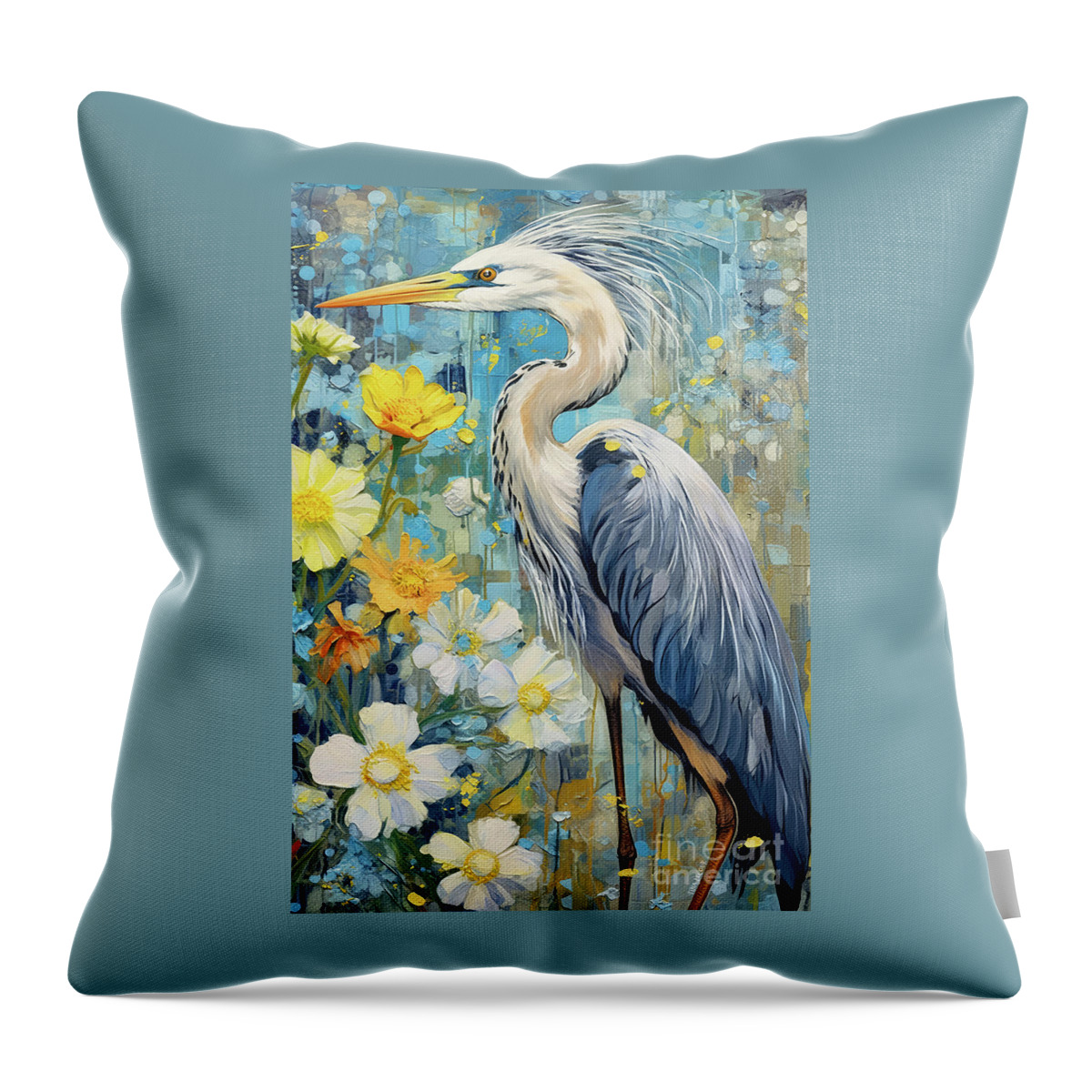 Blue Heron Throw Pillow featuring the painting Beautiful Blue Heron by Tina LeCour