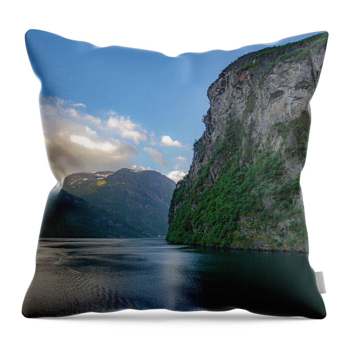 Fjord Throw Pillow featuring the photograph Beautiful Geiranger Fjord in Norway by Matthew DeGrushe