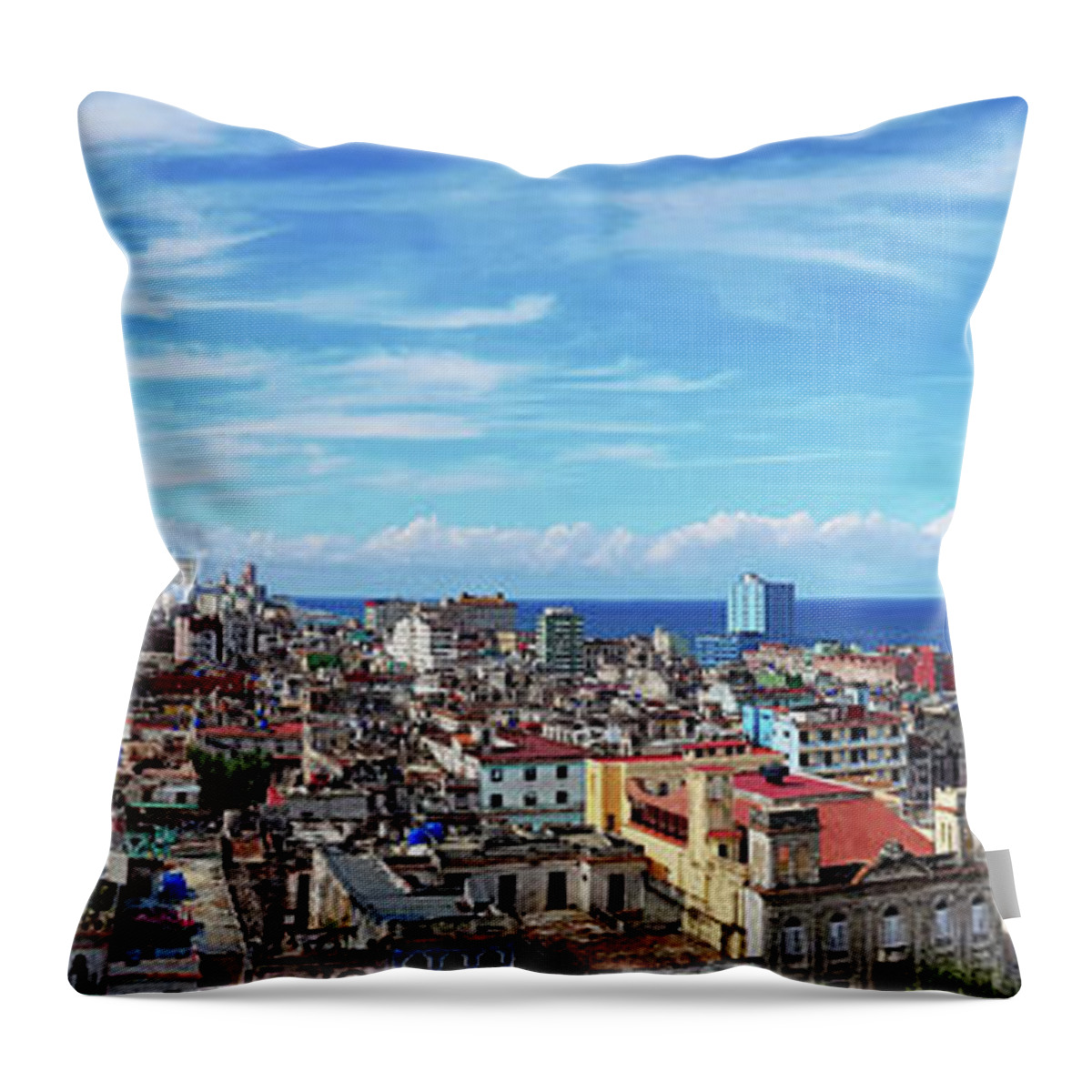 Havana Throw Pillow featuring the pyrography Beautiful panoramic view of Havana by Mendelex Photography