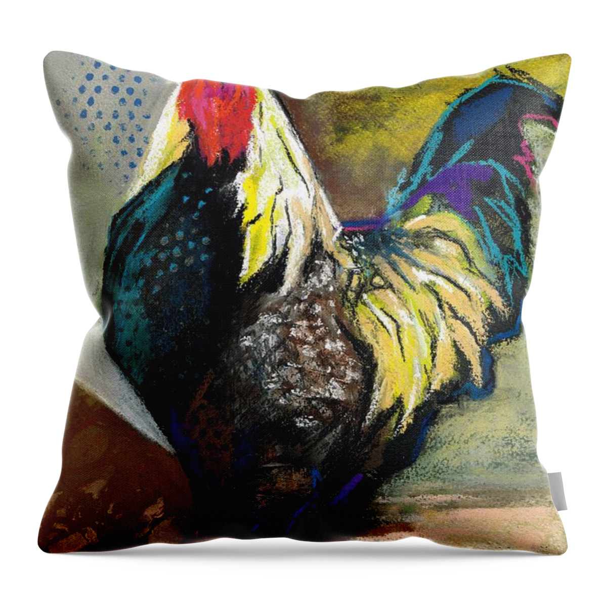 Rooster Throw Pillow featuring the painting Beautiful to Me by Frances Marino