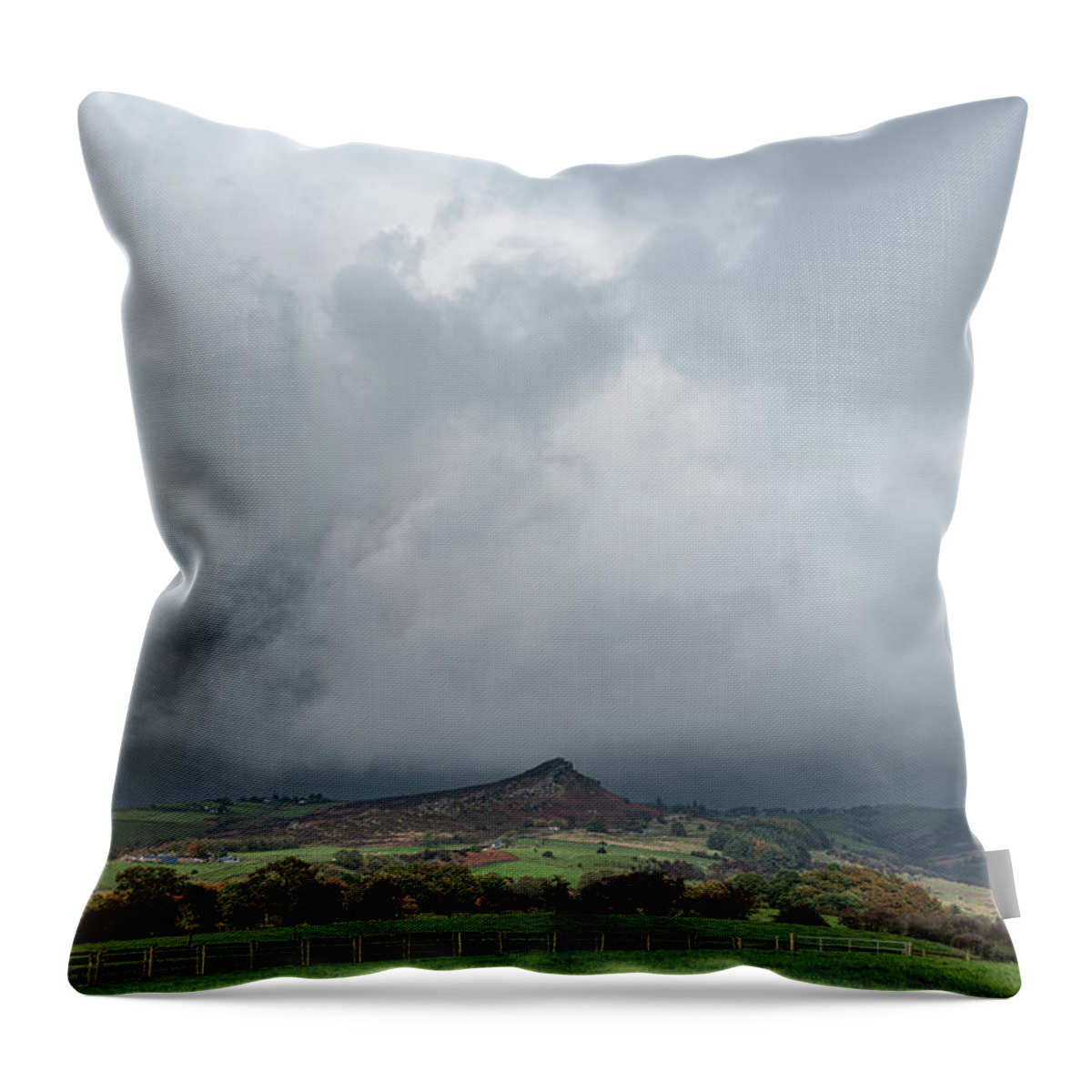 Landscape Throw Pillow featuring the photograph Beautiful wide vista landscape image of English countryside in P by Matthew Gibson