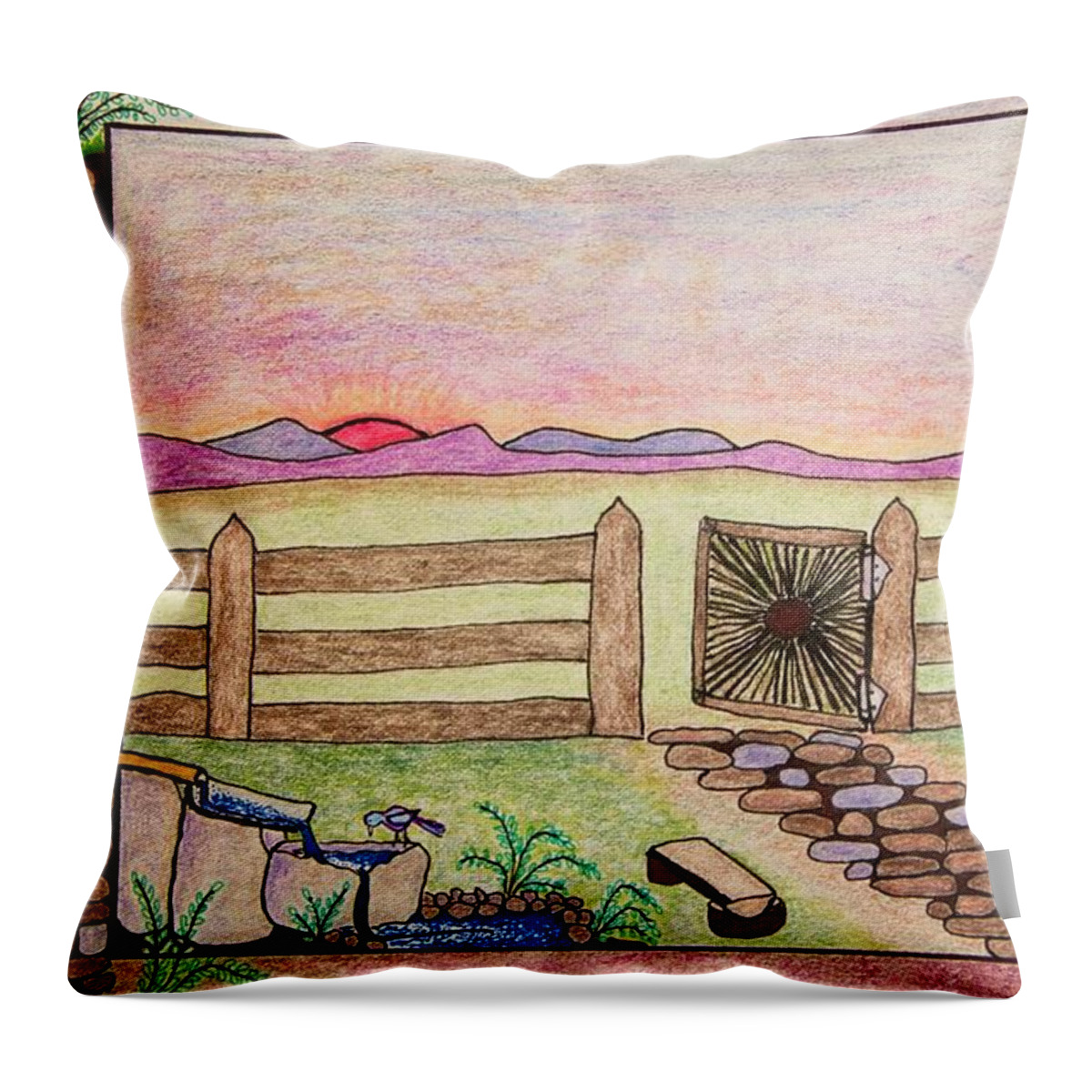 Beauty Throw Pillow featuring the drawing Beauty In Humility by Karen Nice-Webb